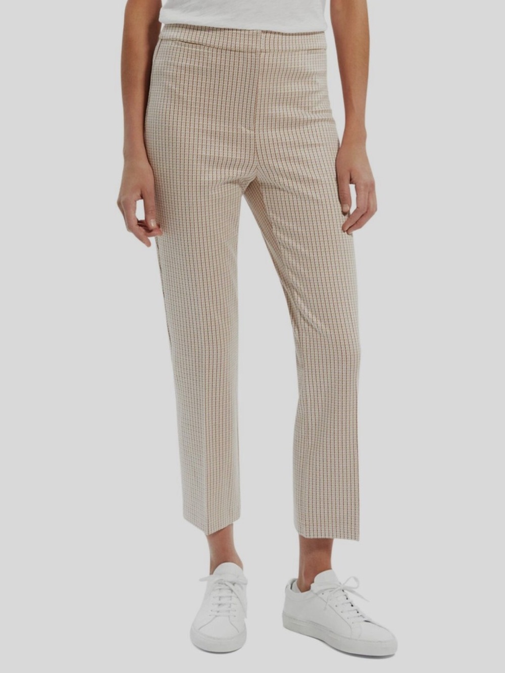 THEORY Eco Knit Cropped Trousers In Houndstooth Print